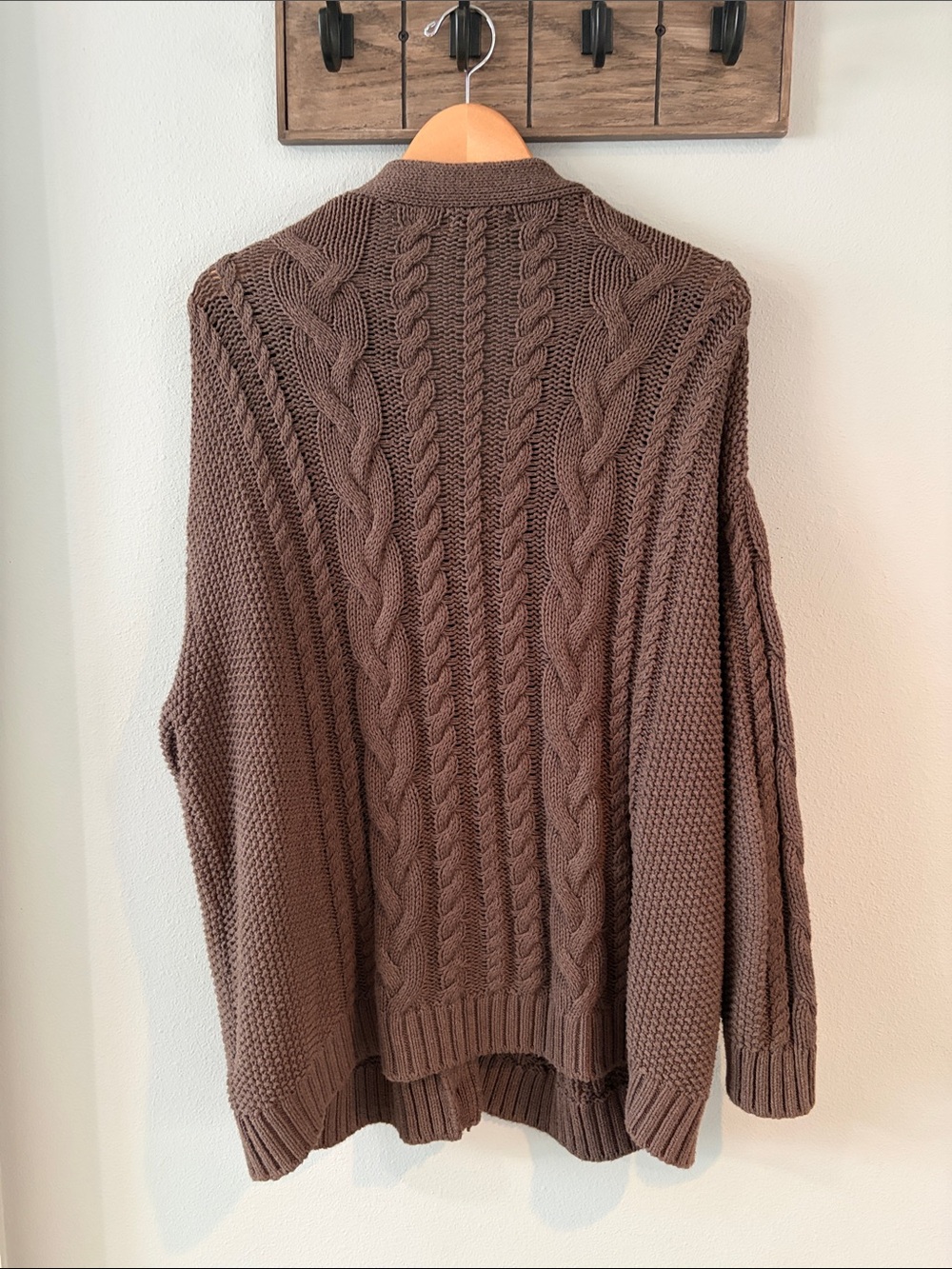 Quince Cable Knit Cardigan Sweater - Brown size M - Picture 4 of 5